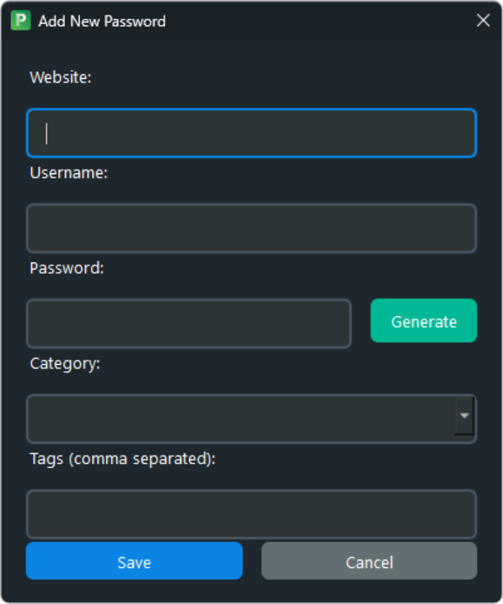Add New Password Dialog