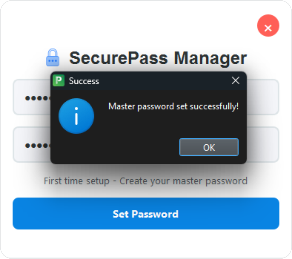 Master Password Set Success Message